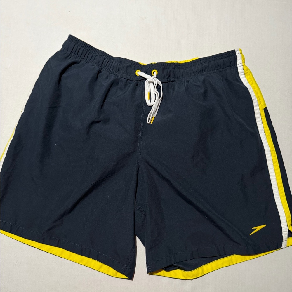 speedo swimwear swim trunks black&yellow‎ shorts, lined interior, men's xl #1351